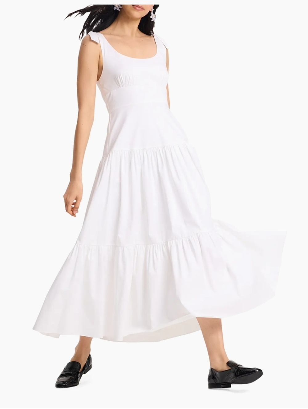 Kate Spade Newport Cotton Poplin Tiered Maxi Dress White Size 8 Fairy Coquette